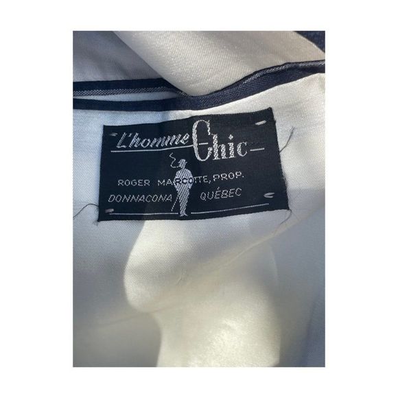 Vintage 90s Roger Laurent L'Homme Chic Chambray Denim Striped Blazer Sportcoat - Picture 10 of 11